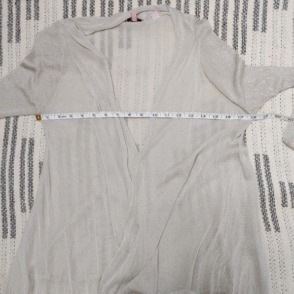 TED Baker Taupe Shimmer Waterfall Cardigan Size 6 - Picture 15 of 16